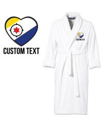 Bonaire Flag Heart Shape Embroidery Logo with Custom Text Embroidered Bathrobes